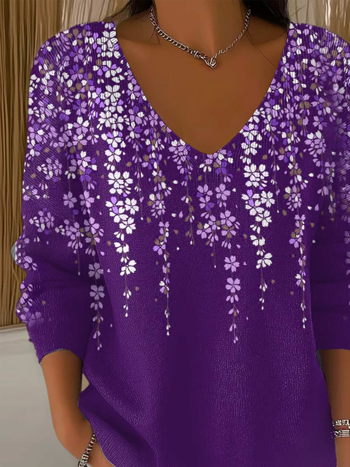 Women Cotton Floral Long Sleeve Comfy Casual Sweater