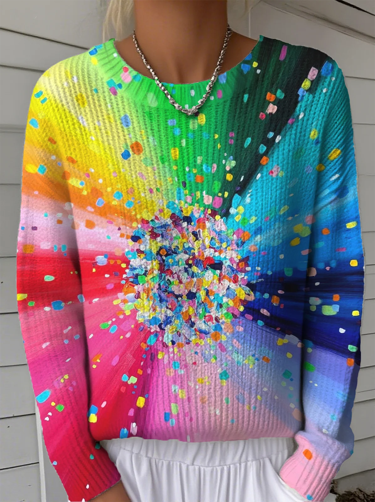 Women Striped Long Sleeve Comfy Vintage Sweater