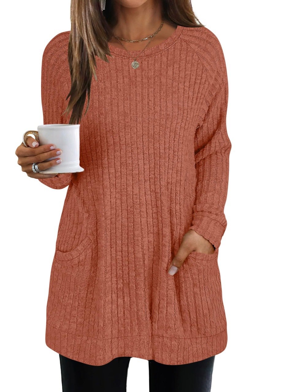 Casual Plain Crew Neck Long Sleeve T-shirt