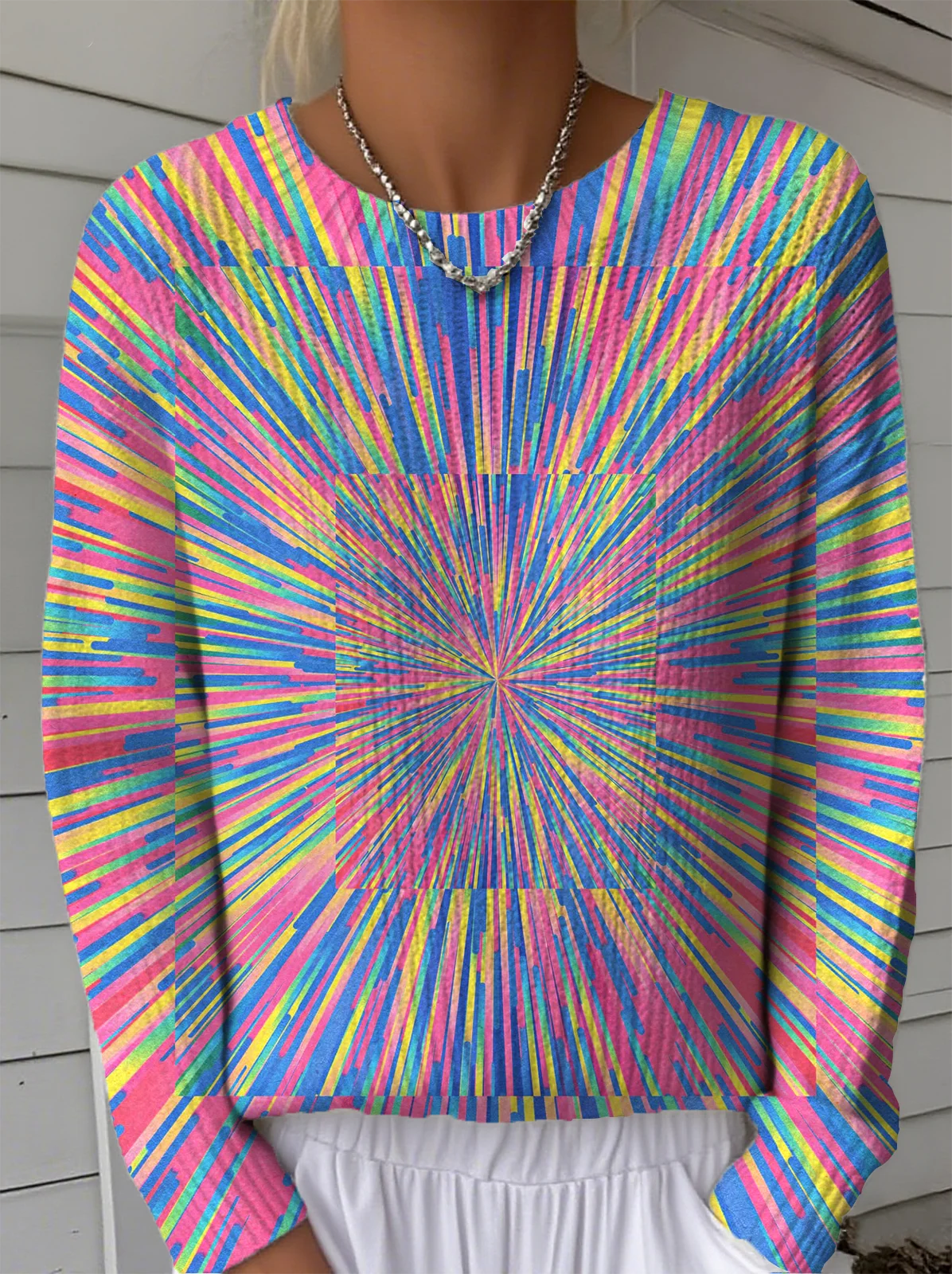 Women Striped Long Sleeve Comfy Vintage Sweater