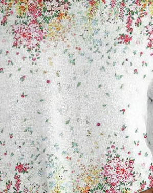 Casual Floral V Neck Three Quarter Sleeve T-shirt