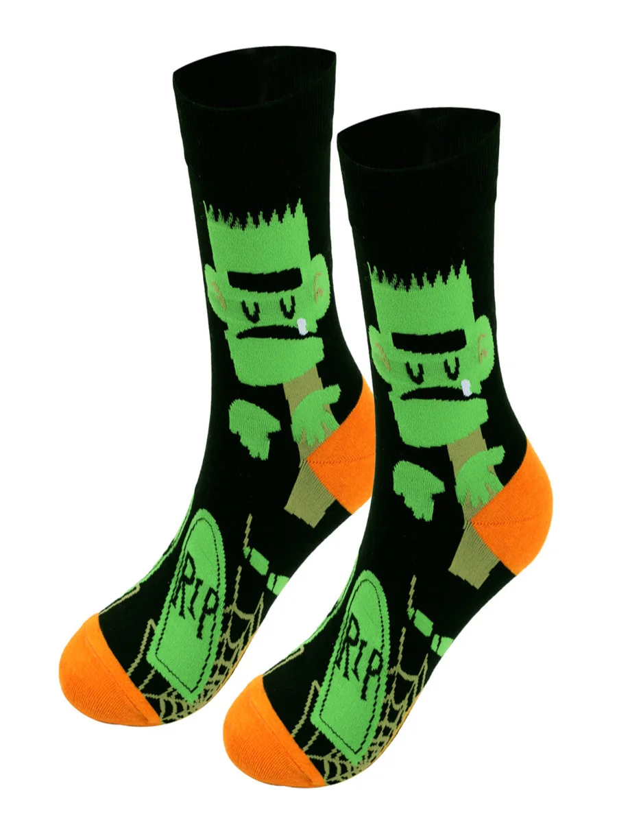 Halloween Plus Size Cotton Socks Autumn And Winter New Witch Pumpkin Castle Mid-tube Socks