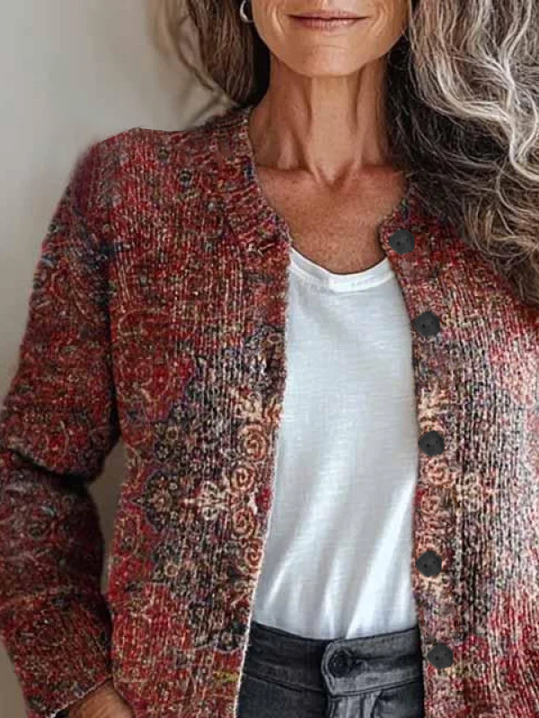 Women Ethnic Long Sleeve Comfy Vintage Printing Cardigan