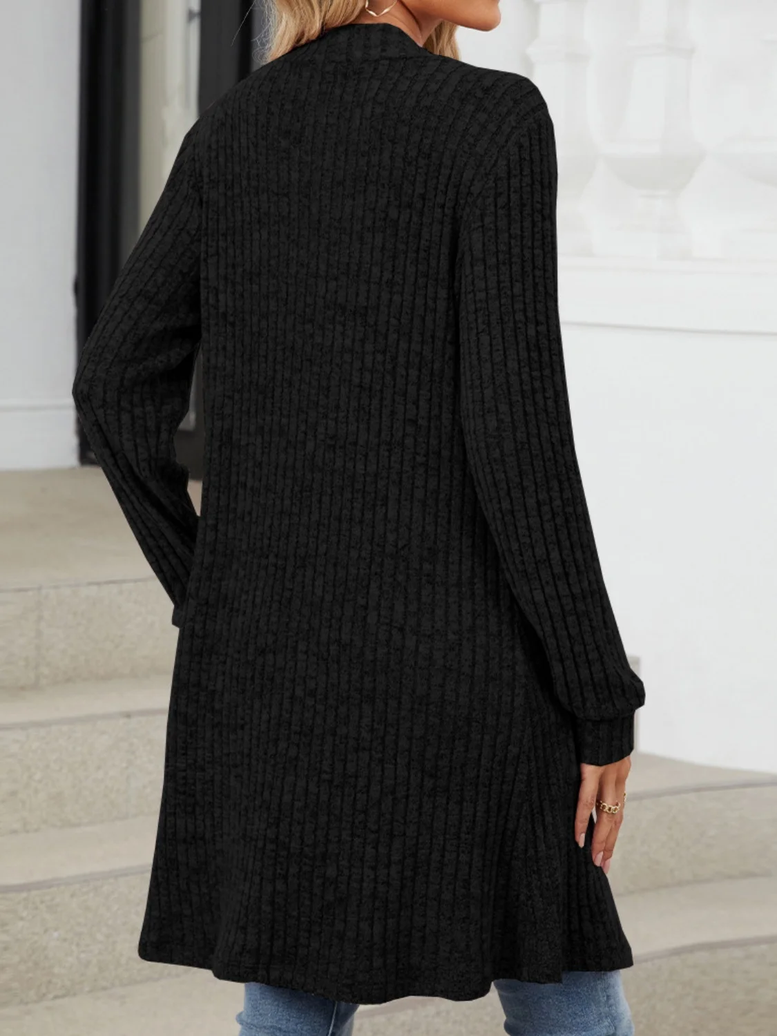 Women Spring/Fall Outerwear Vintage Split Joint Plain Long Sleeve Wrap Jacket