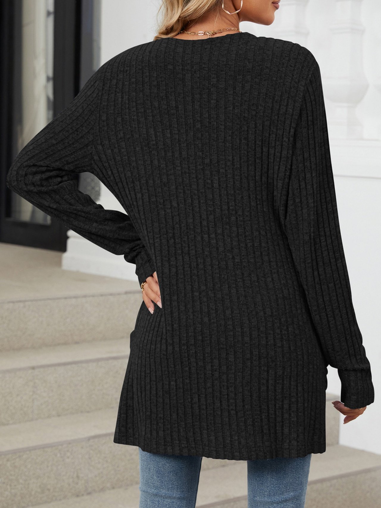 Women Spring/Fall Outerwear Vintage Gathered Plain Long Sleeve Jacket