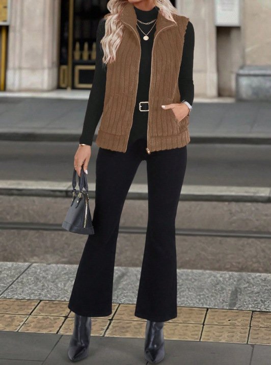 Women's Autumn And Winter Fashion Casual Simple Sleeveless Versatile Vest Jacket