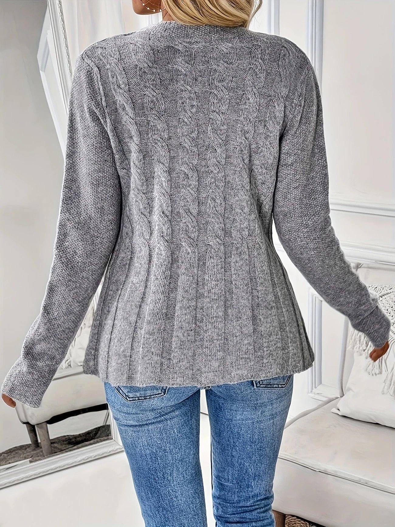Women Plain Long Sleeve Comfy Casual Cardigan