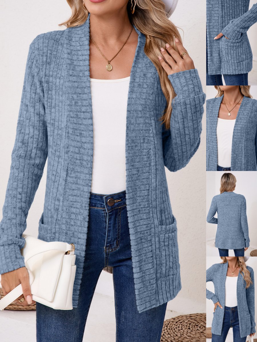 Women Spring/Fall Outerwear Vintage Split Joint Plain Long Sleeve Jacket