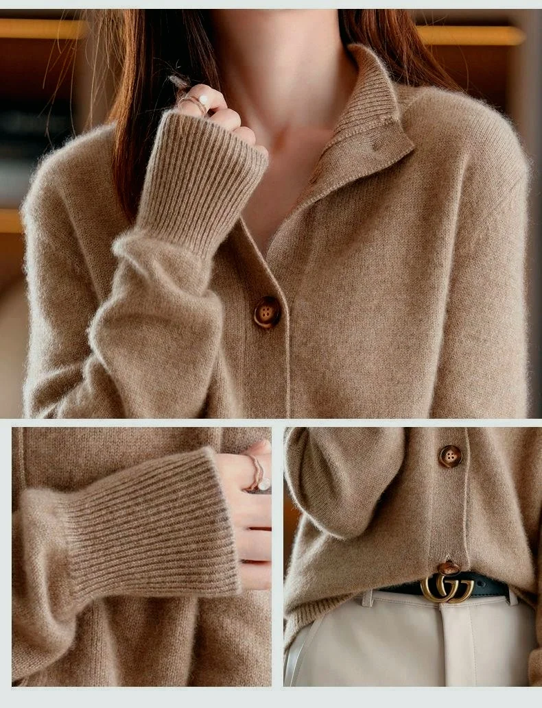 Women Plain Long Sleeve Comfy Vintage Cardigan