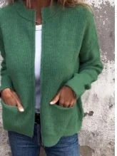 Women Spring/Fall Outerwear Vintage Split Joint Plain Long Sleeve Stand Collar Jacket