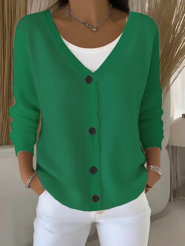 Women Plain Long Sleeve Comfy Casual Cardigan