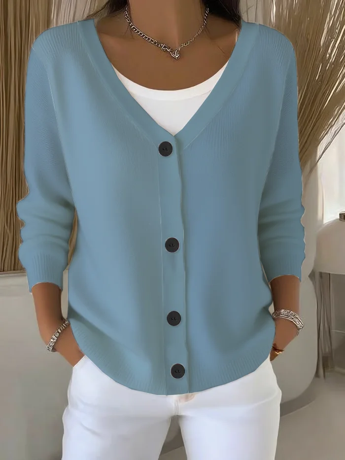 Women Plain Long Sleeve Comfy Casual Cardigan