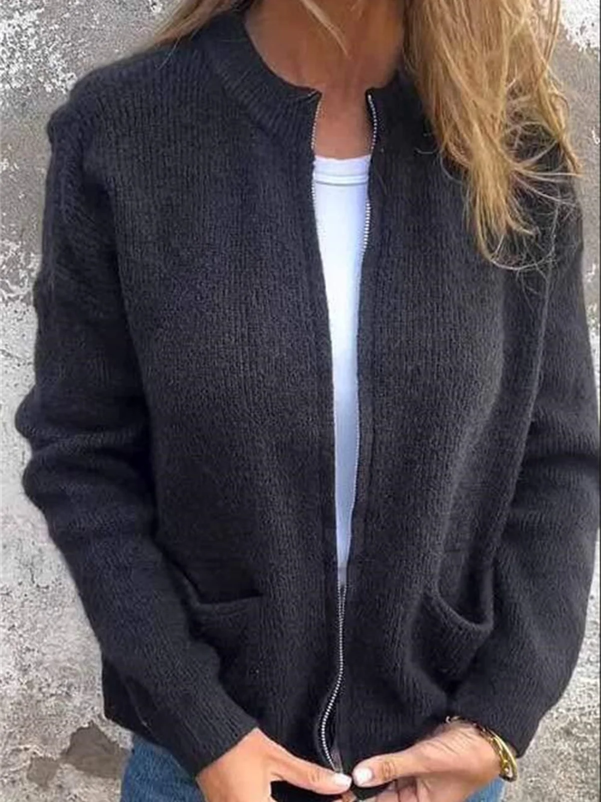 Women Spring/Fall Outerwear Vintage Split Joint Plain Long Sleeve Stand Collar Jacket