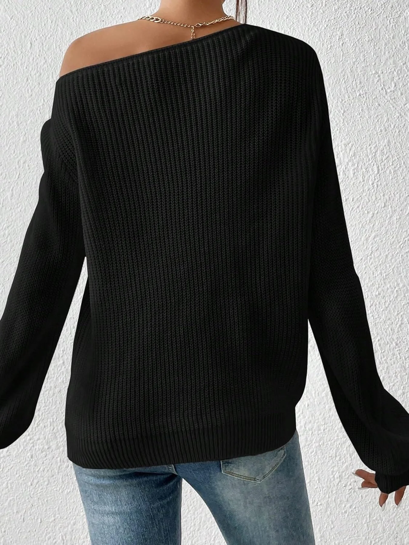 Women Cotton Plain Long Sleeve Comfy Casual Sweater