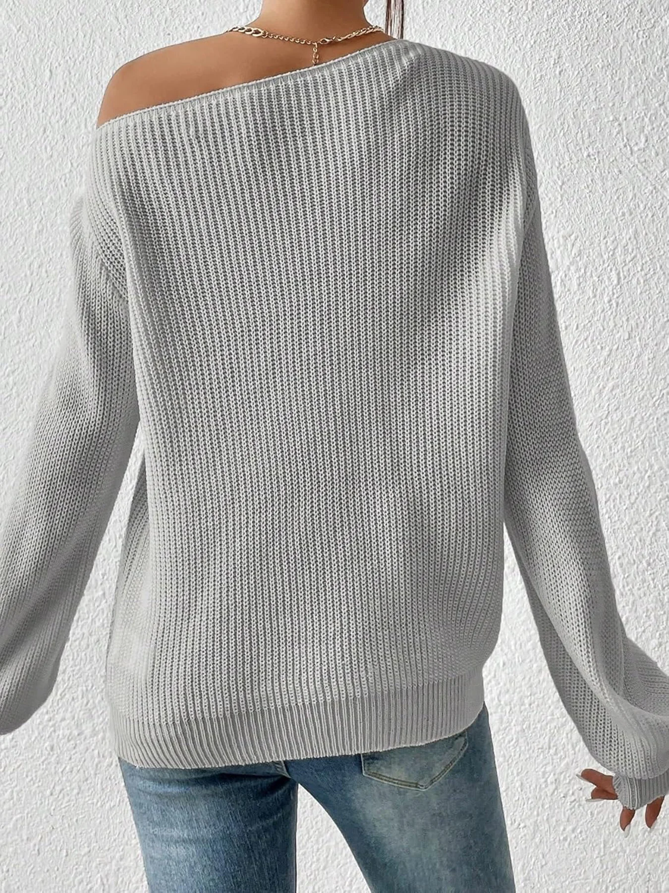 Women Cotton Plain Long Sleeve Comfy Casual Sweater