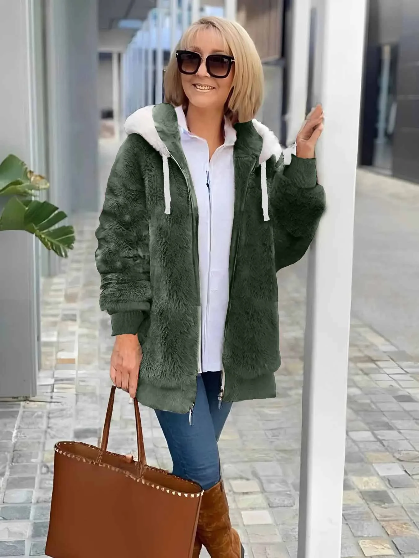 Women Winter Outerwear Vintage Plain Long Sleeve Shawl Collar Jacket