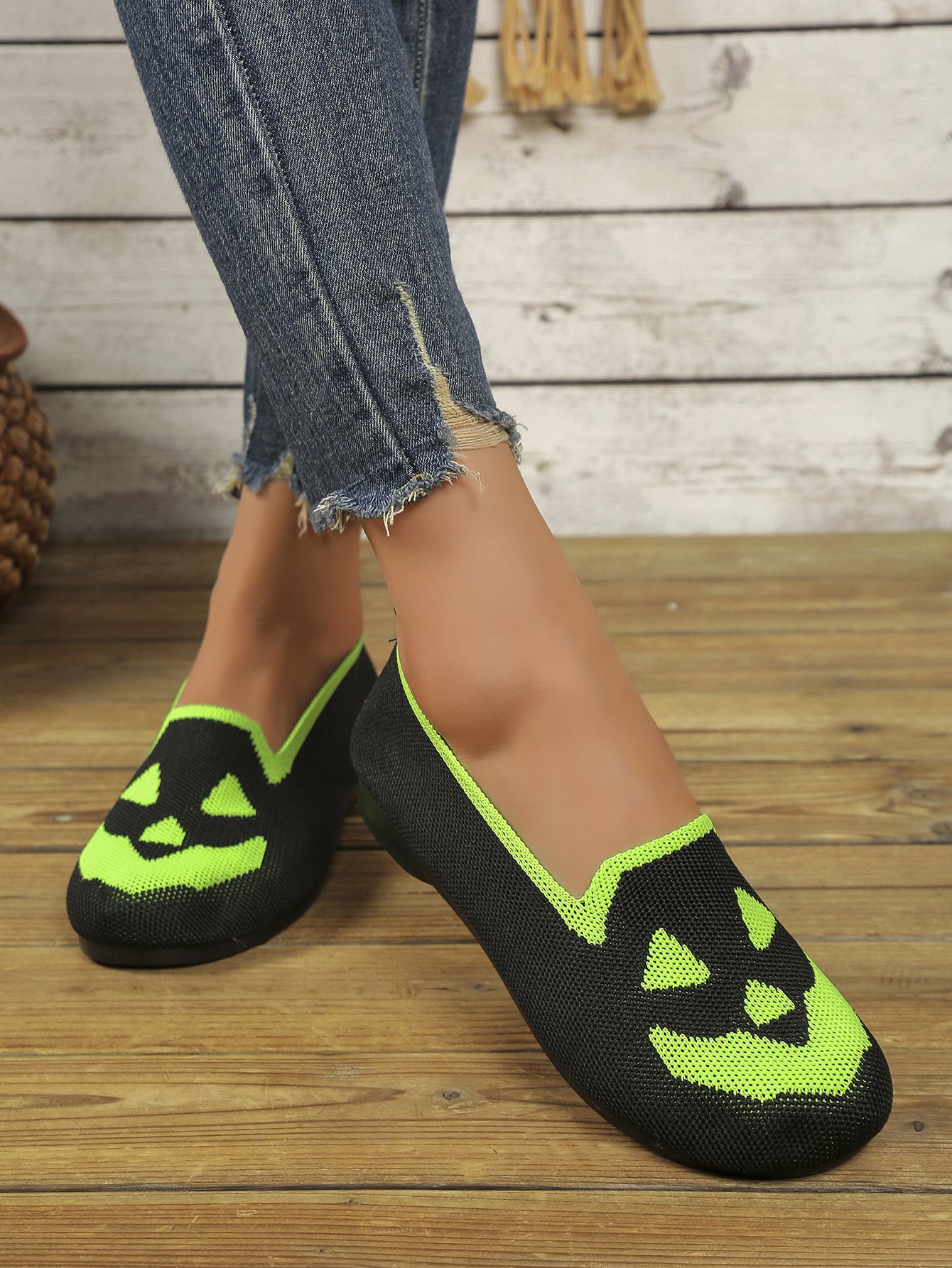 Halloween Casual Geometric Slip On Flat Heel Shallow Shoes