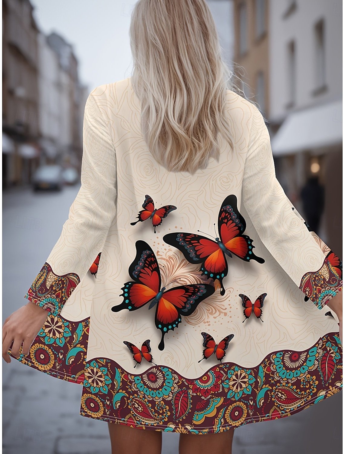 Women Spring/Fall Outerwear Vintage Butterfly Long Sleeve V Neck Jacket