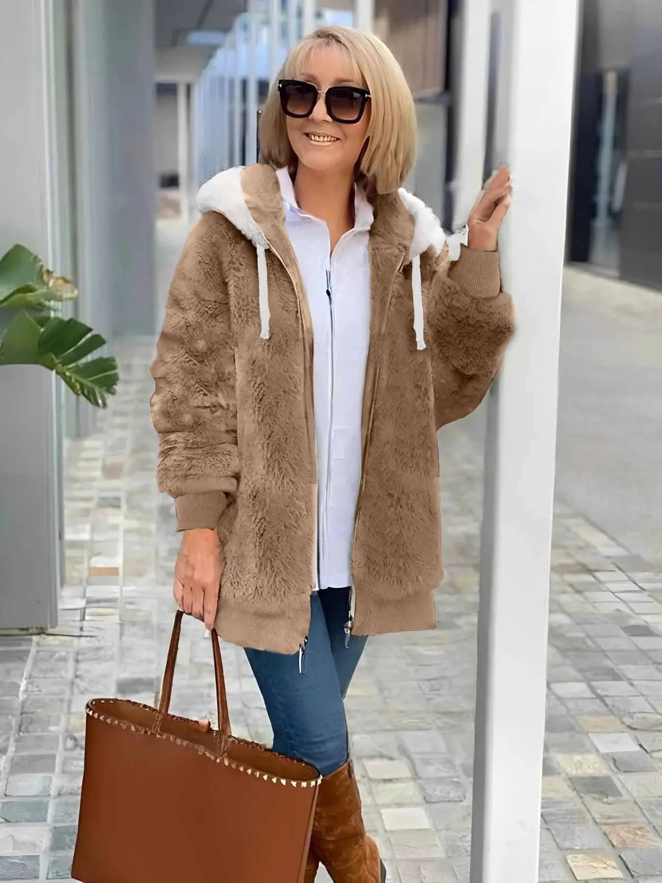 Women Winter Outerwear Vintage Plain Long Sleeve Shawl Collar Jacket