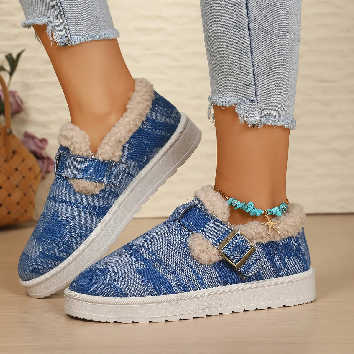 Casual Color Block Slip On Flat Heel Shallow Shoes