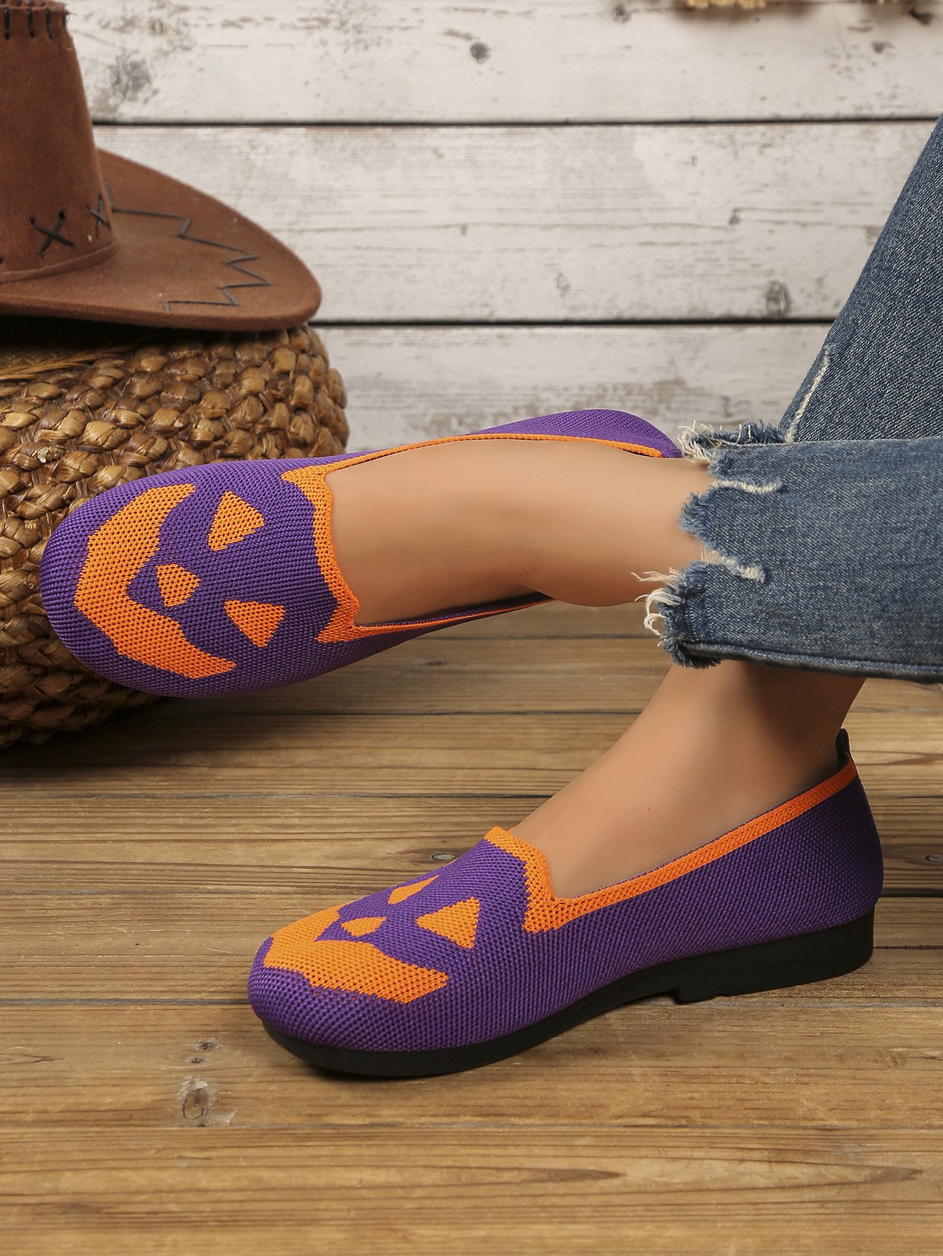 Halloween Casual Geometric Slip On Flat Heel Shallow Shoes