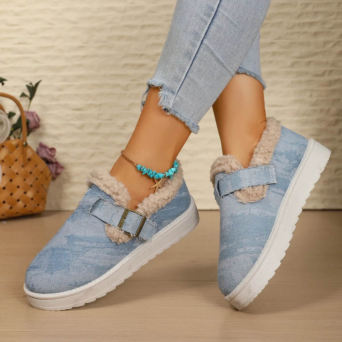 Casual Color Block Slip On Flat Heel Shallow Shoes
