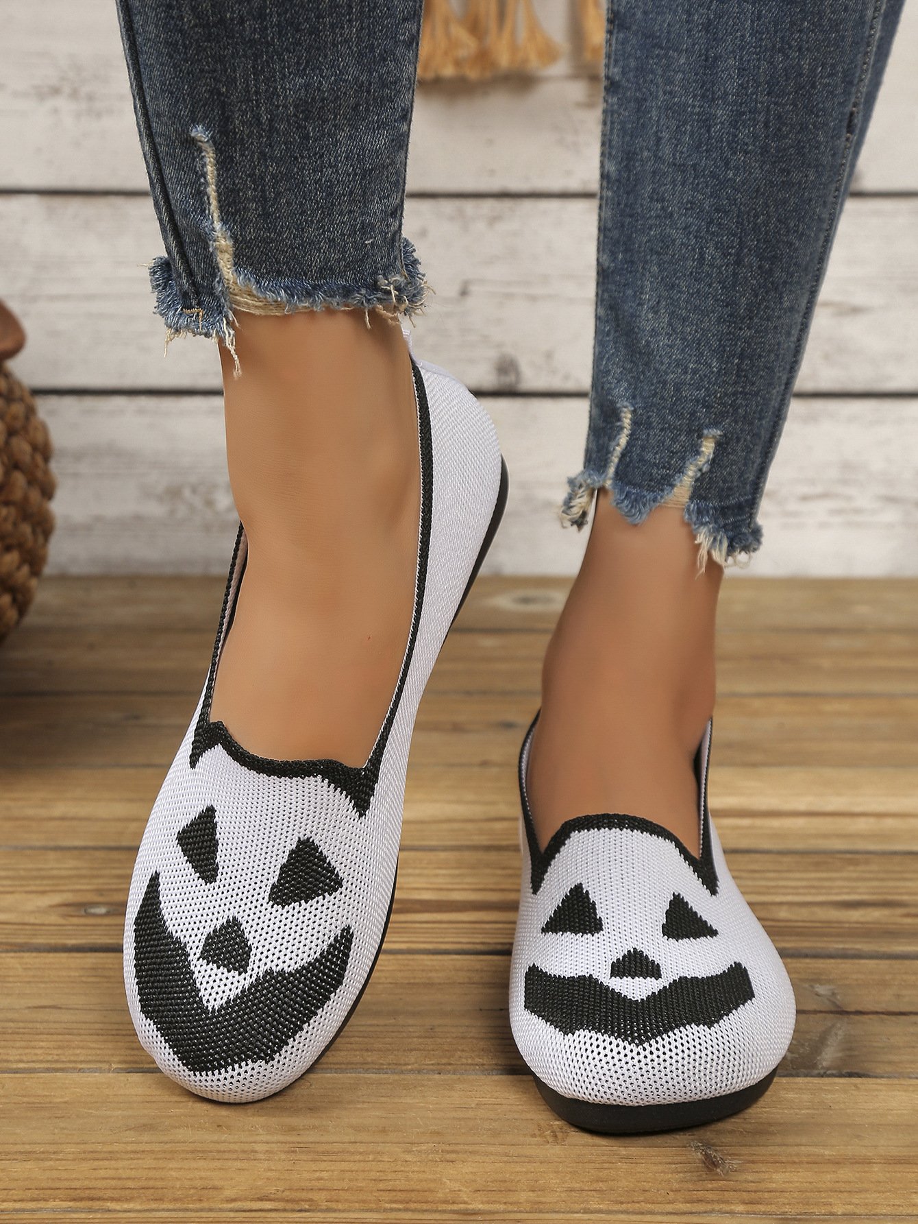 Halloween Casual Geometric Slip On Flat Heel Shallow Shoes