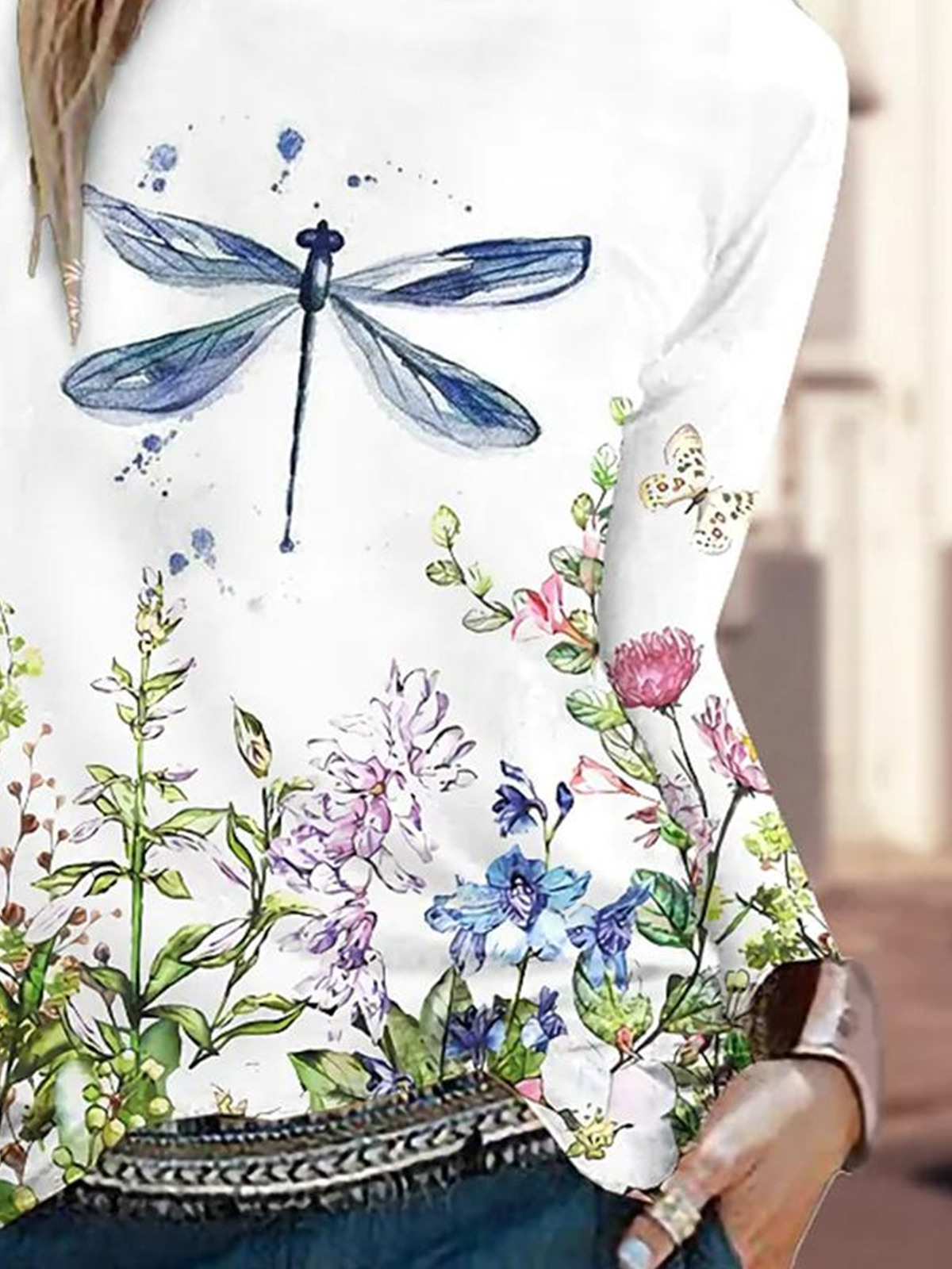 Casual Floral Crew Neck Long Sleeve T-shirt