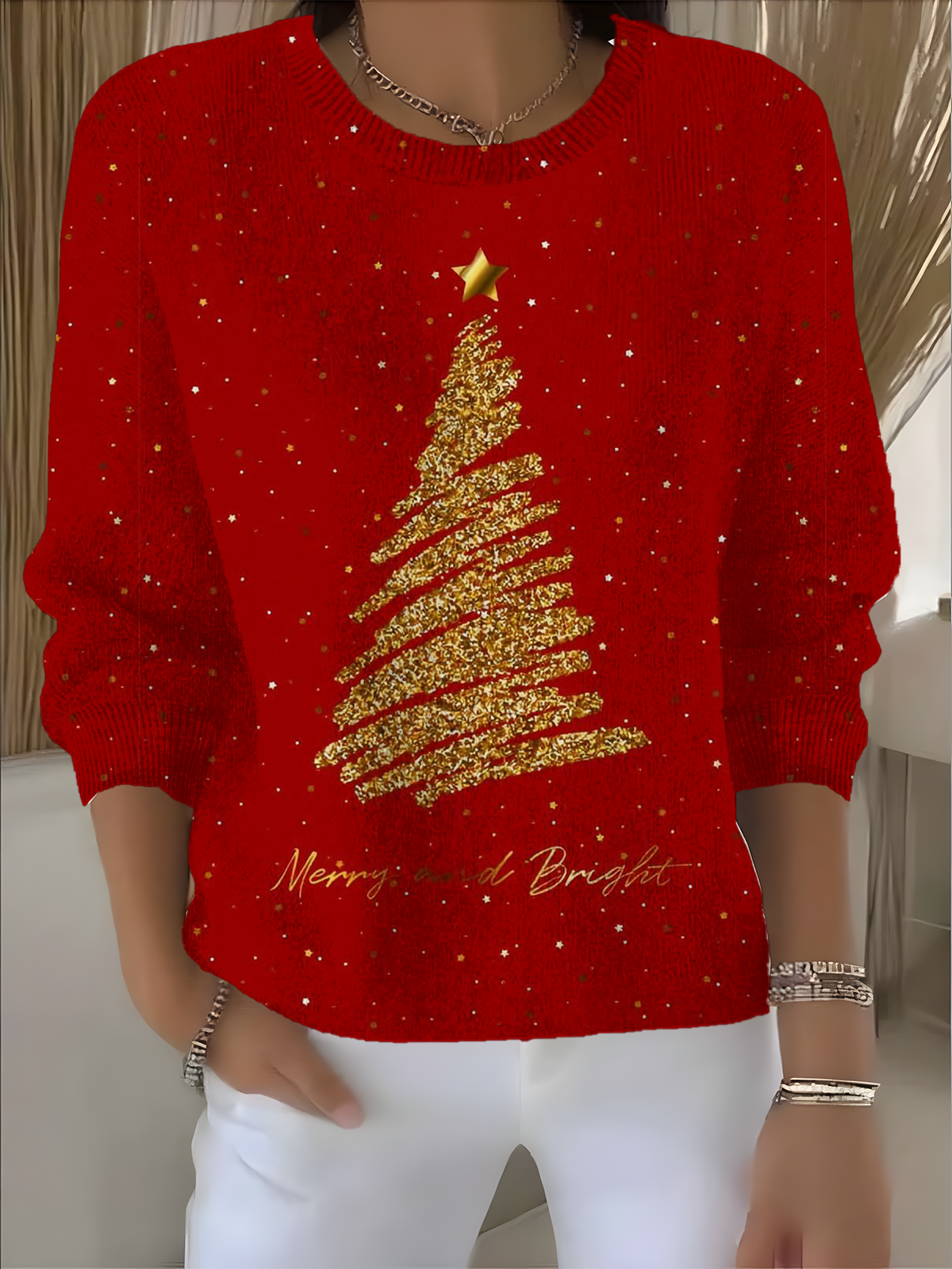 Women Christmas Long Sleeve Comfy Vintage Sweater