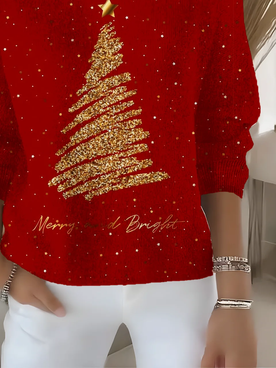 Women Christmas Long Sleeve Comfy Vintage Sweater