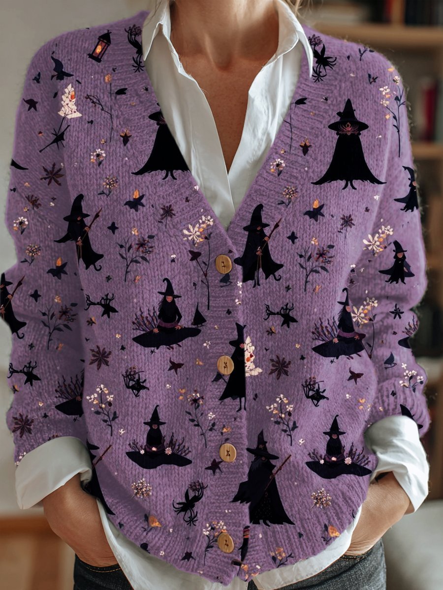 Women Knitted Halloween Long Sleeve Comfy Vintage Cardigan