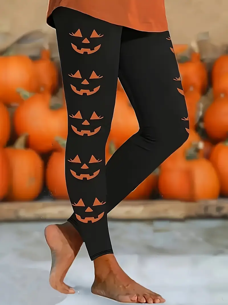 Women Halloween (pumpkin) Casual All Season Printing Long Leggings