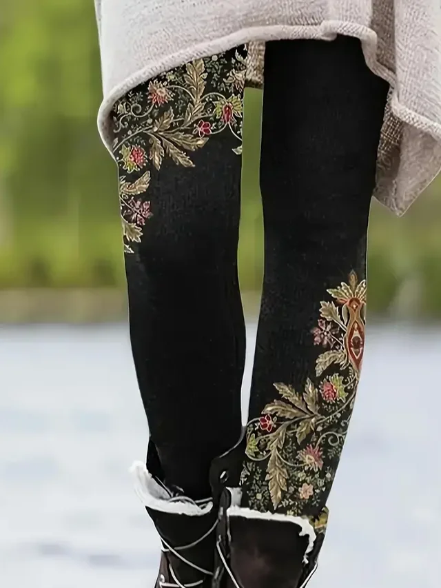 Women Floral Casual All Season Printing Long Leggings