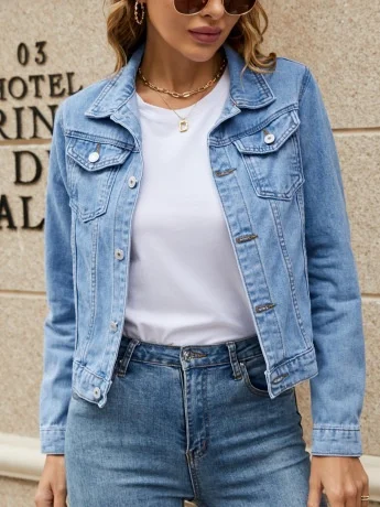 Women Spring/Fall Outerwear Vintage Split Joint Plain Long Sleeve Stand Collar Jacket