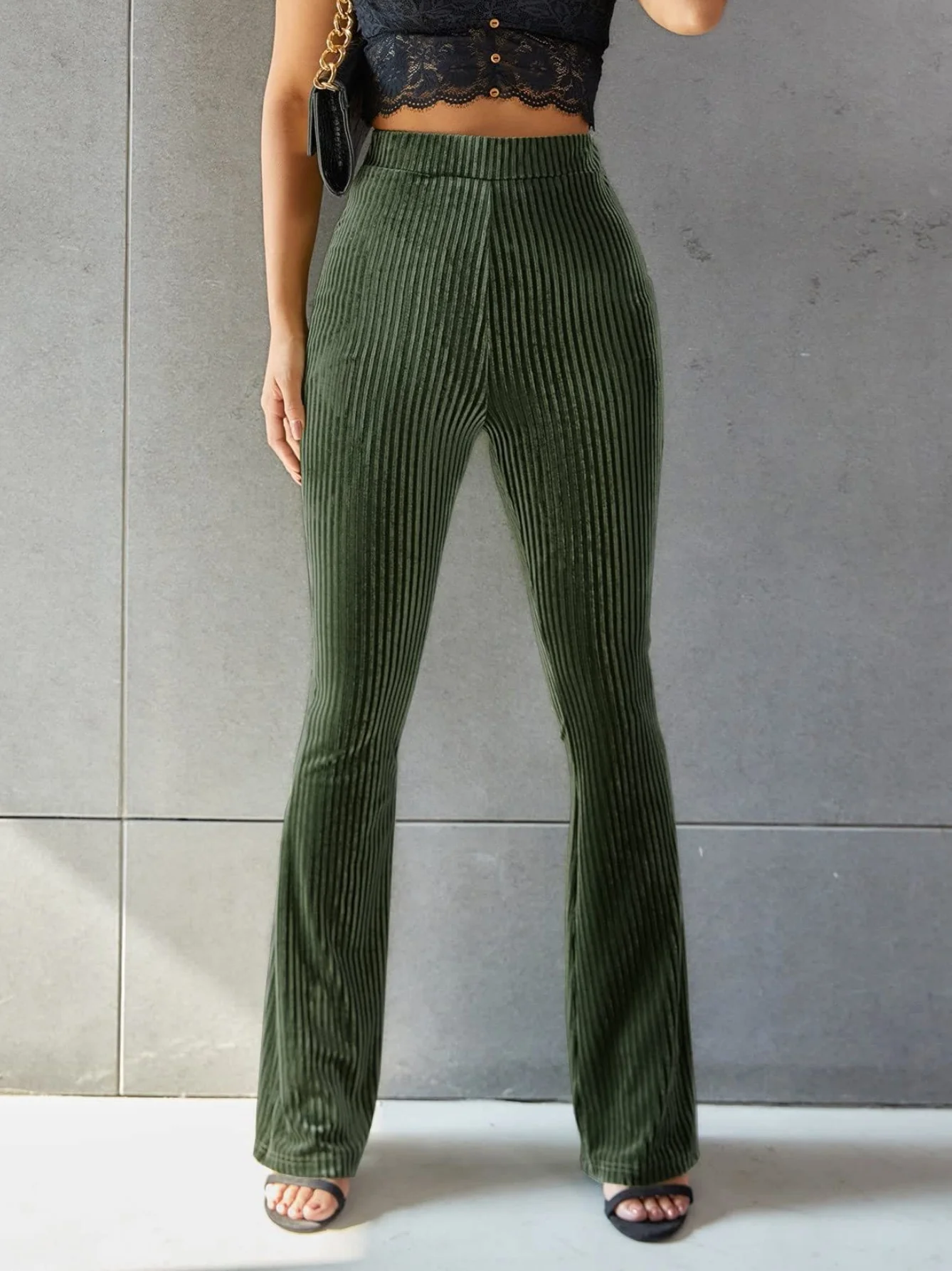 Women Plain Long Elastic Waist Pants Vintage Spring/Fall Trousers
