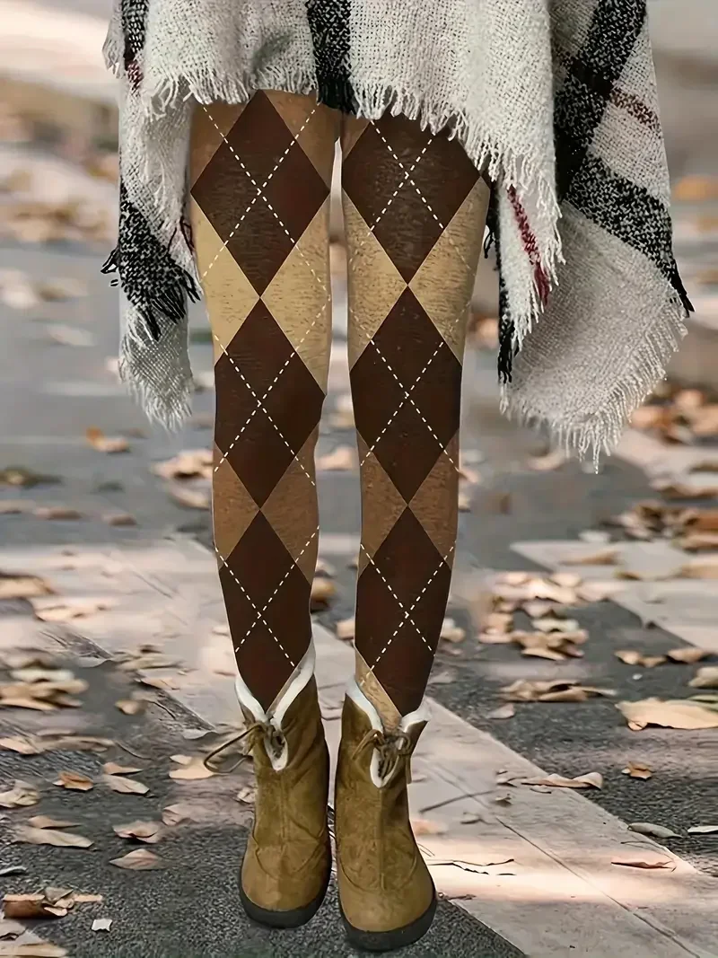 Women Plaid Vintage All Season Long Leggings