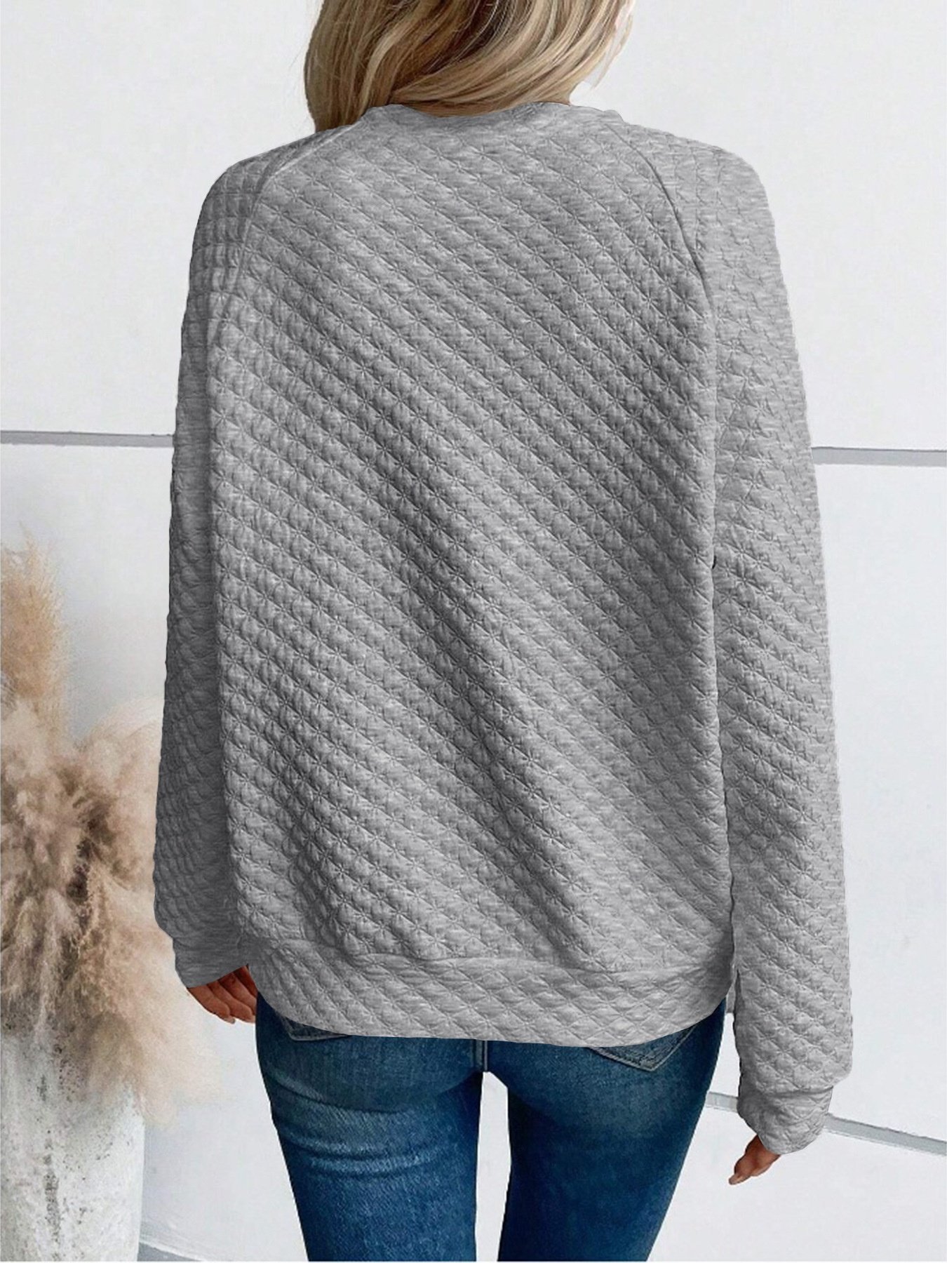 Vintage V Neck Geometric Sweatshirt Split Joint