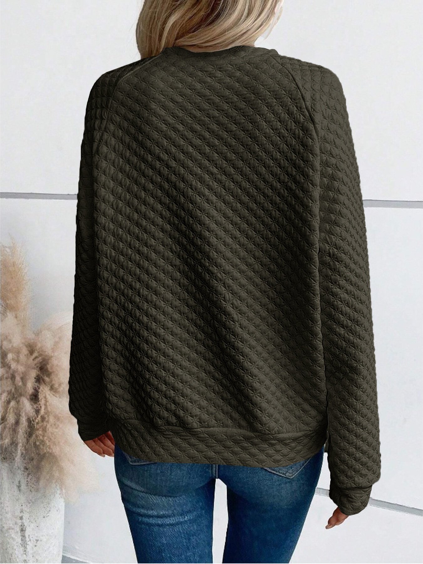 Vintage V Neck Geometric Sweatshirt Split Joint