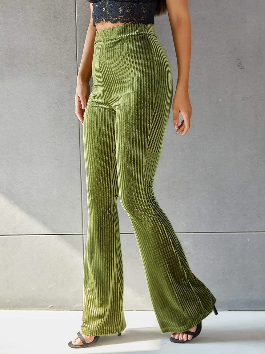 Women Plain Long Elastic Waist Pants Vintage Spring/Fall Trousers