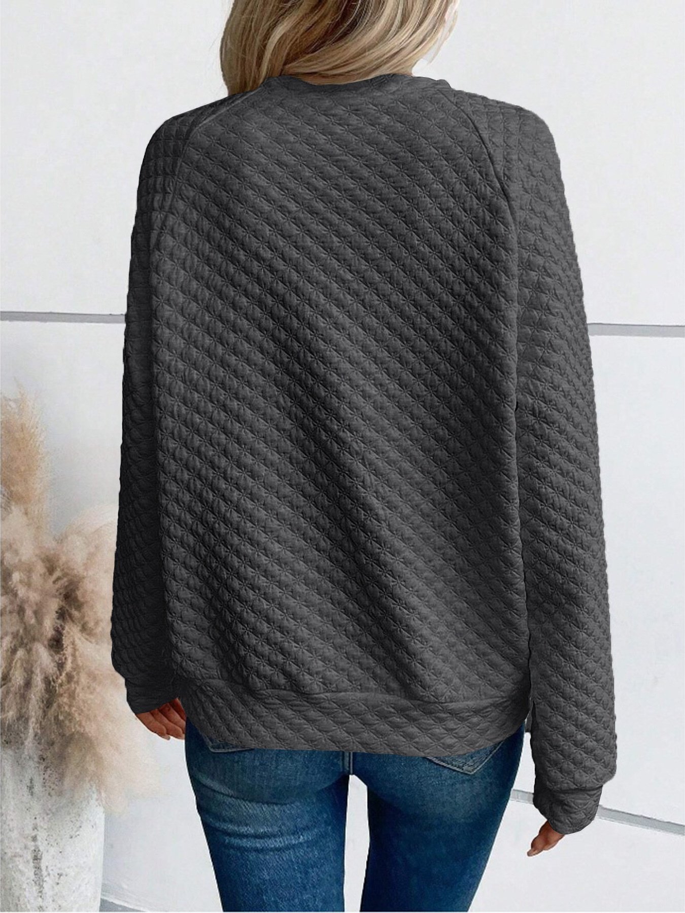 Vintage V Neck Geometric Sweatshirt Split Joint