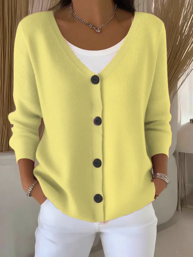 Women Plain Long Sleeve Comfy Casual Cardigan