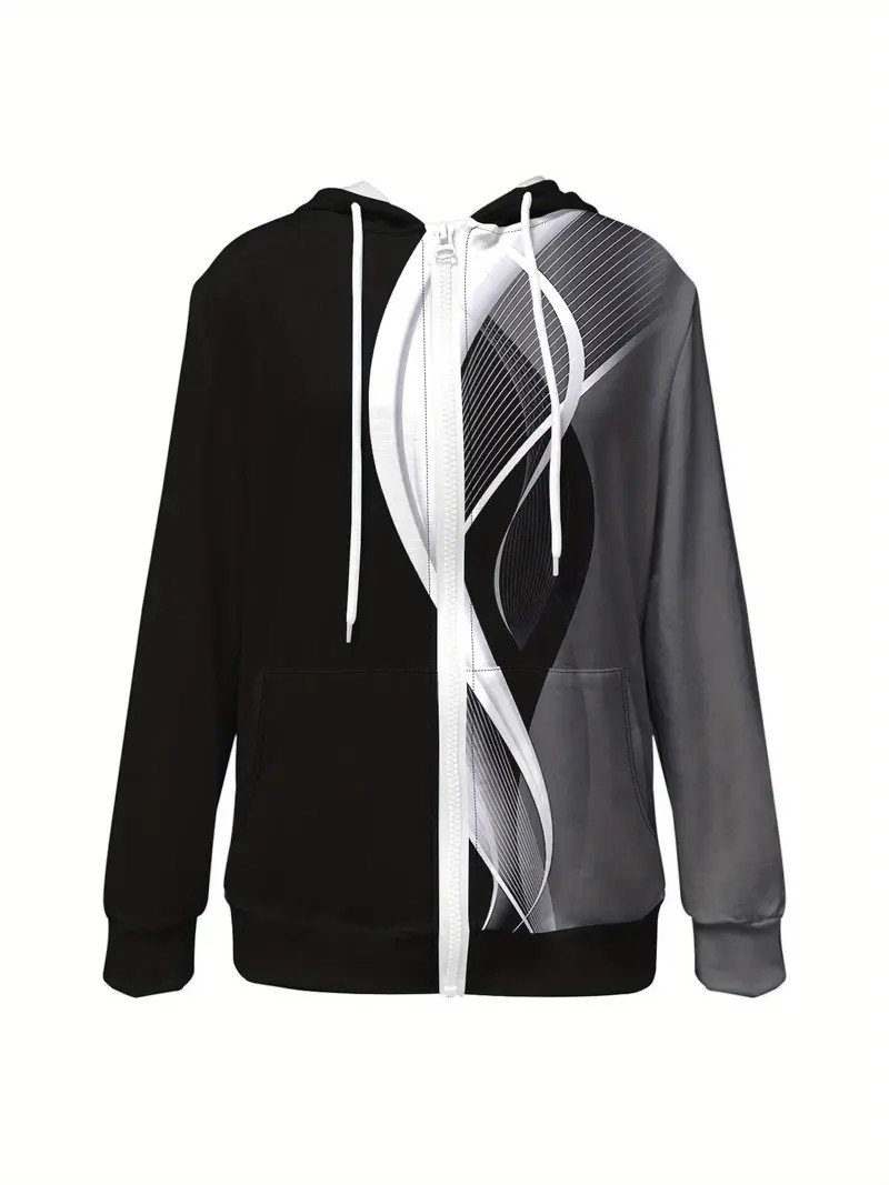 Women Spring/Fall Outerwear Vintage Striped Long Sleeve Hoodie Jacket