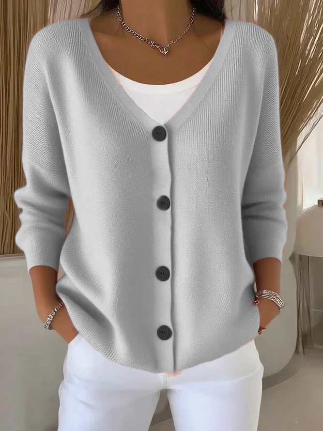 Women Plain Long Sleeve Comfy Casual Cardigan