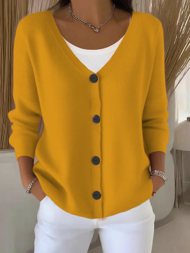 Women Plain Long Sleeve Comfy Casual Cardigan