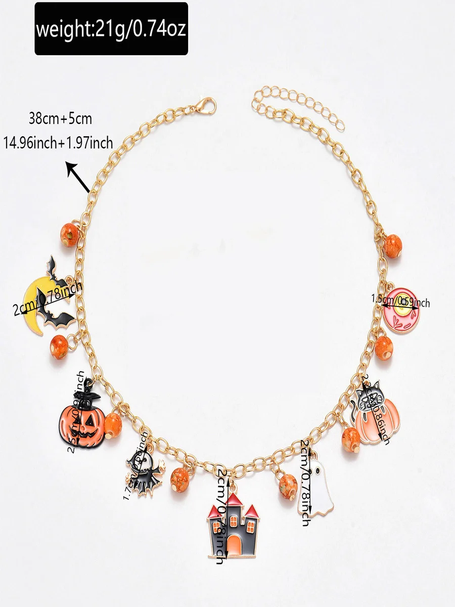 New Halloween Accessories Niche Cat Ghost Pumpkin High-end Jewelry Clavicle Chain Female Pendant Light Luxury Necklace