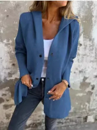 Women Spring/Fall Outerwear Vintage Split Joint Plain Long Sleeve Stand Collar Jacket