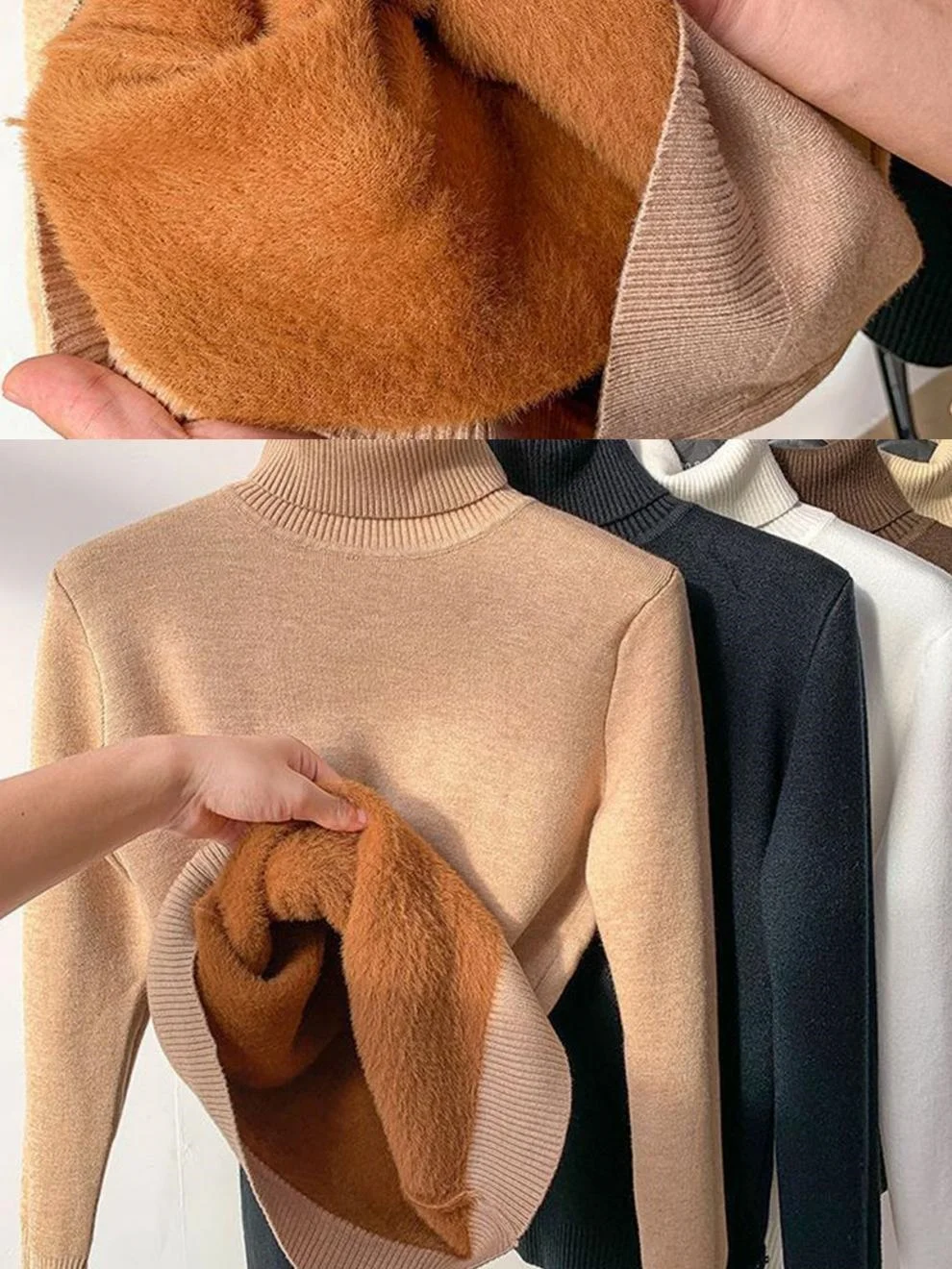 Vintage Plain Turtleneck Long Sleeve T-shirt