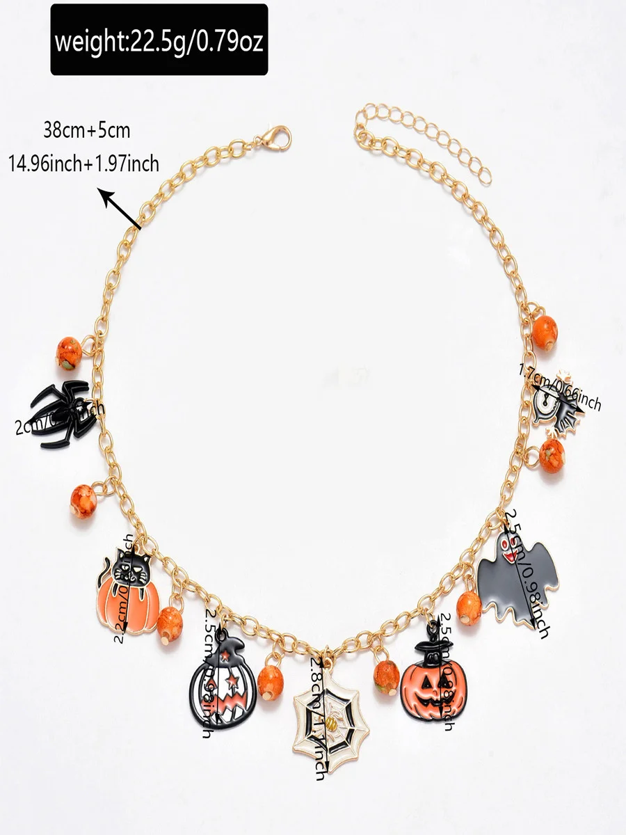 New Halloween Accessories Niche Cat Ghost Pumpkin High-end Jewelry Clavicle Chain Female Pendant Light Luxury Necklace