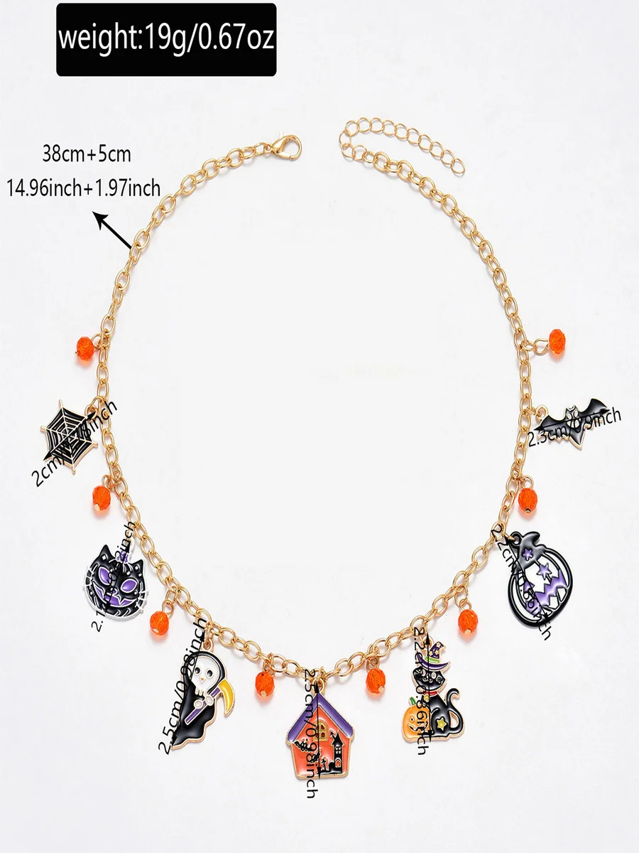 New Halloween Accessories Niche Cat Ghost Pumpkin High-end Jewelry Clavicle Chain Female Pendant Light Luxury Necklace