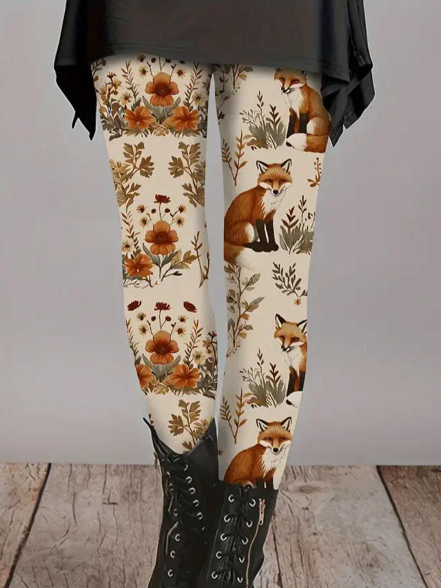 Women Floral Casual All Season Printing Long Leggings